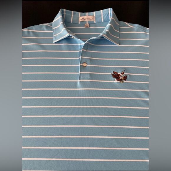PETER MILLAR Striped Blue Dbl Eagle Club Golf Polo Mens sz L - Picture 4 of 9